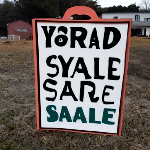 Prompt: a yard sale sign