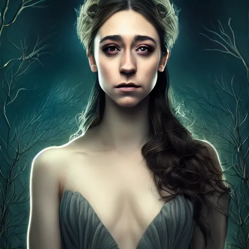 Image similar to gorgeous female stella maeve magician, realistic character concept, medium shot, elegant pose, spooky, illustration, symmetrical face and body, realistic symmetrical eyes, cinematic lighting, detailed realistic symmetrical eyes, 8 k, charlie bowater, jacob riis, tom bagshaw, single face, insanely detailed and intricate elegant, autumn leaves