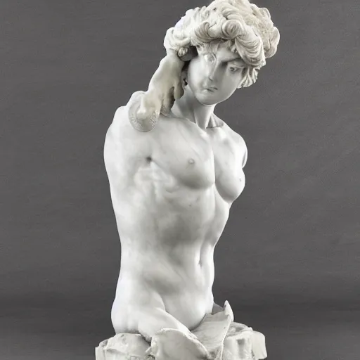 Prompt: Artemis sculpture by Donatello,marble