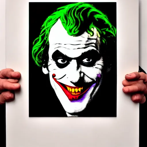 Image similar to ilya yefimovich repin and mimmo rottela and banksy as joaquin phoenix skinny joker!!, holding lady gaga harley queen hand!!, ultra photorealistic, intricate details, pop art style, concept art, confident posse, justify content center, 2 colours, warm color, 4 k, 4 d, ultra smooth, sharp focus