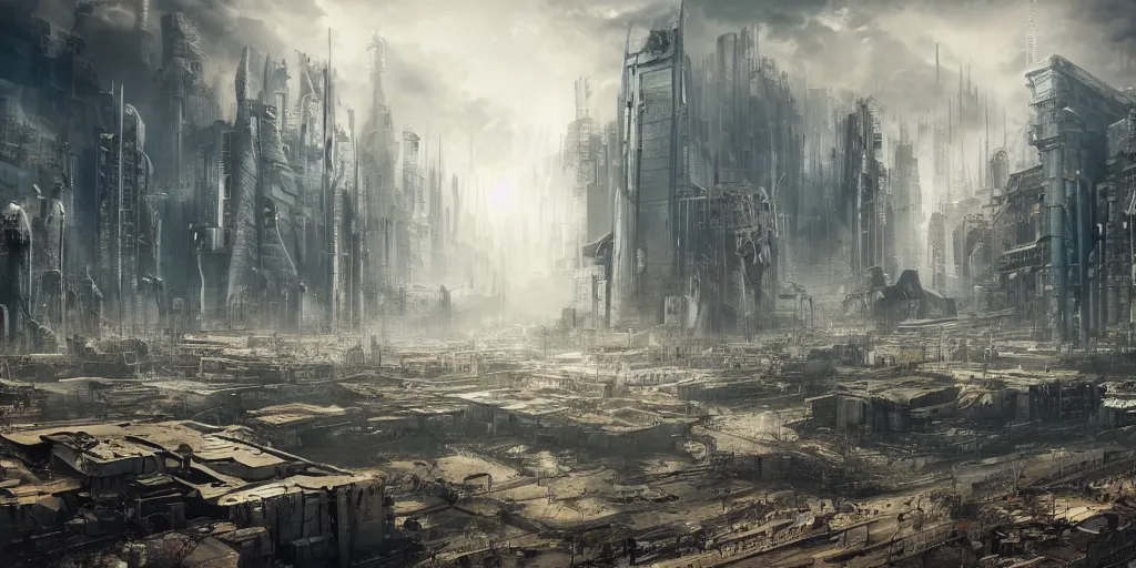 futuristic post apocalyptic city, dystopia, 4 k | Stable Diffusion