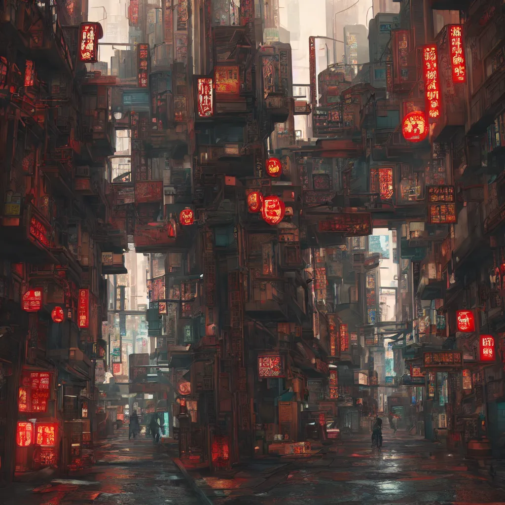 Prompt: Cyberpunk narrow street in chinatown. High details. Ultra realistic. Artstation trending. Unreal engine.