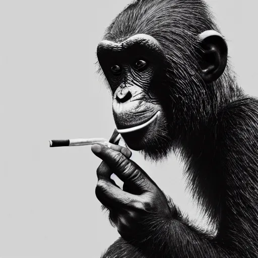 Image similar to a high detail photo of donald trump smoking a cigarrette, subject= chimp, subject detail: extremly detailed, subject action: smoking a cigar, photorealism, dramatic lighting, award winning photograph, trending on artstation