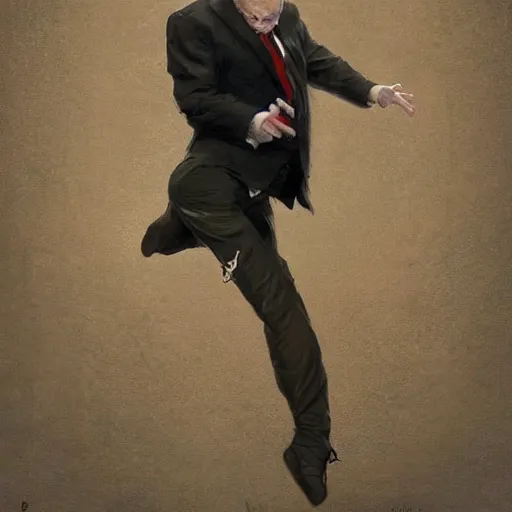 Image similar to putin wearing an funny clothes and dancing by greg rutkowski