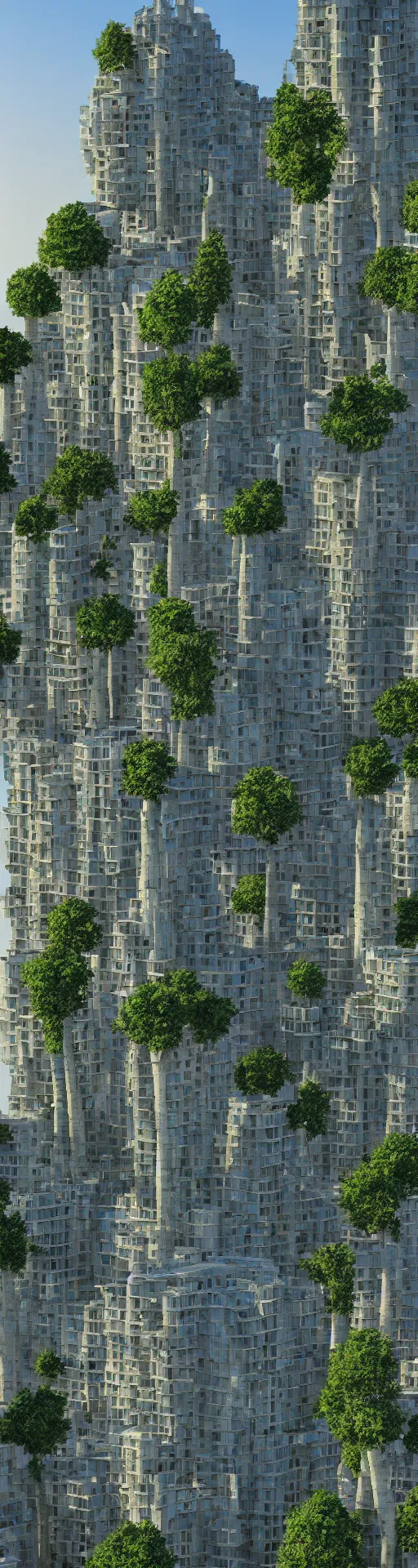 Image similar to solarpunk highrise building in the style of antoni gaudi, green terrace, architecture, octane render, realistic render, dusk lighting, architectural visualization