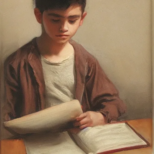 Image similar to a boy studying