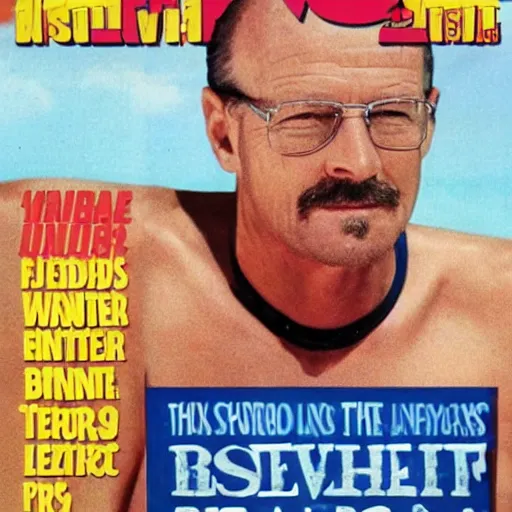 Image similar to Walter White on the cover of Swimsuit Illustrated (1989)