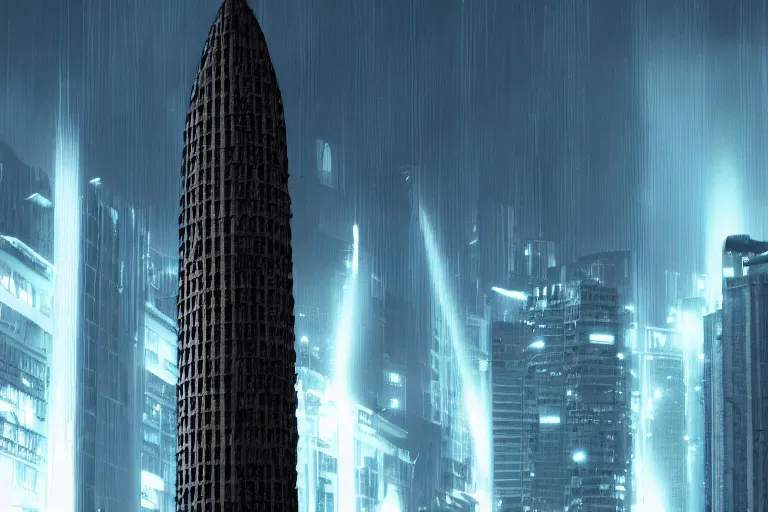 Image similar to buenos aires obelisk, cyberpunk neon, 4 k wallpaper sci - fi 8 0's movie still full hd, detailed masterpiece, fog