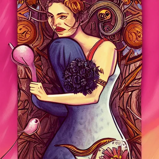 Prompt: the lover tarot card, digital illustration, detailed, 8 k, artstation,