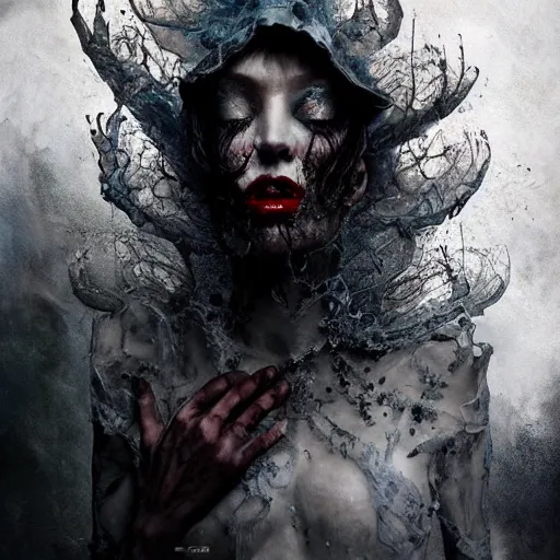 Image similar to dark cloaked eldritch ice demon, by brooke shaden and alberto seveso and eve ventrue and john salminen and tim okamura, trending on artstation hq, deviantart, pinterest, 4 k uhd image