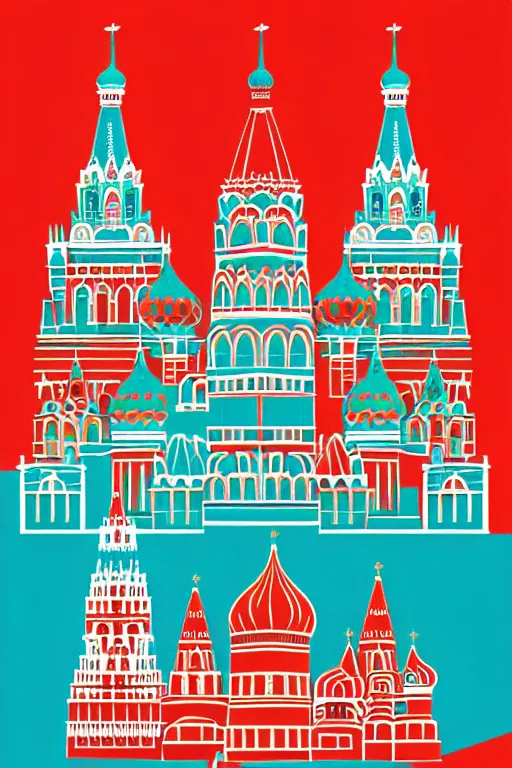 Prompt: minimalist boho style art of colorful moscow, illustration, vector art