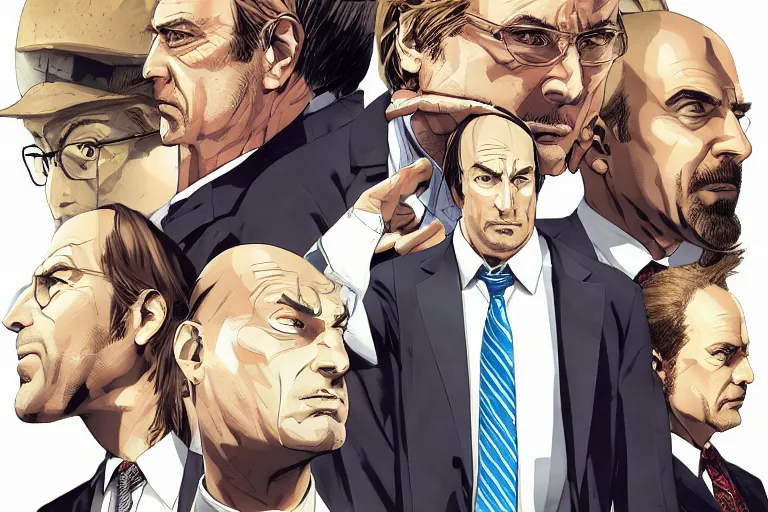 Image similar to better call saul illustration by shigenori soejima, jimmy mcgill and kim wexler