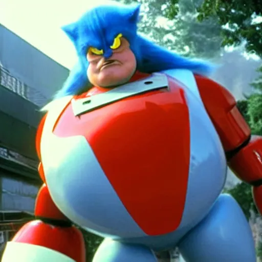 Image similar to Chris Farley playing Doctor Robotnik, in the new action-movie Sonic, full-cosplay