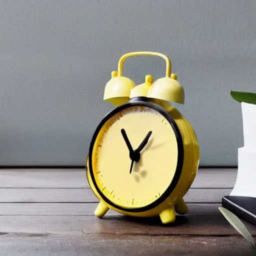 Prompt: an alarm clock that looks like a banana,