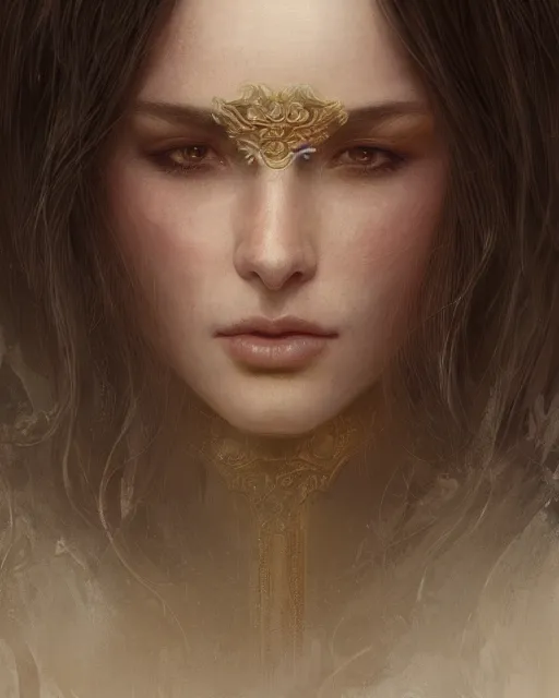 Image similar to close up portrait of a unsplash portrait model, soft hair, half body, leather, d & d, fantasy, intricate, elegant, highly detailed, digital painting, artstation, concept art, smooth, sharp focus, illustration, art by artgerm and greg rutkowski and alphonse mucha