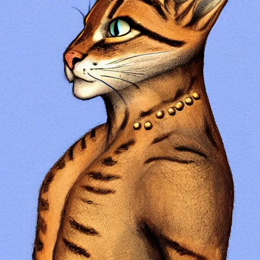 Image similar to d & d style, upper body portrait, tabaxi male, wearing studded leather.