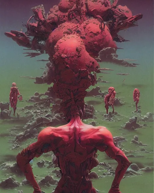 Prompt: jojo bizzare adventure painted by hirohiko araki and zdislav beksinski and wayne barlowe and greg rutkowski