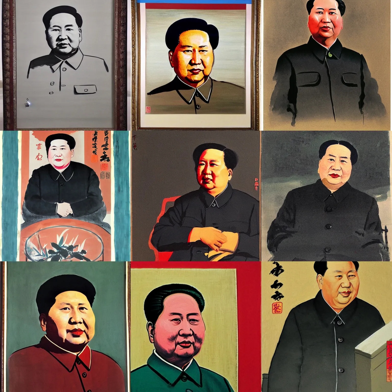 Prompt: A painting of Mao Zedong by painter Qi Baishi