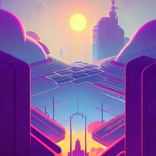 Prompt: solarpunk city in the clouds by christopher balaskas and anton fadeev and dan mumford and beeple and norman rockwell, asymmetrical, asymmetry, hyperrealistic, high detail, ultra detailed, sharp focus, science, crisp edges, sharp edges, hdr, mist, reflections