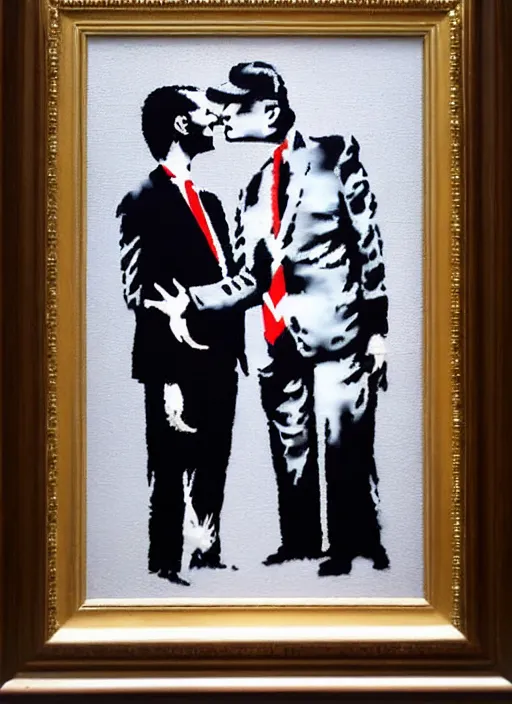 Image similar to banksy trump art on canvas