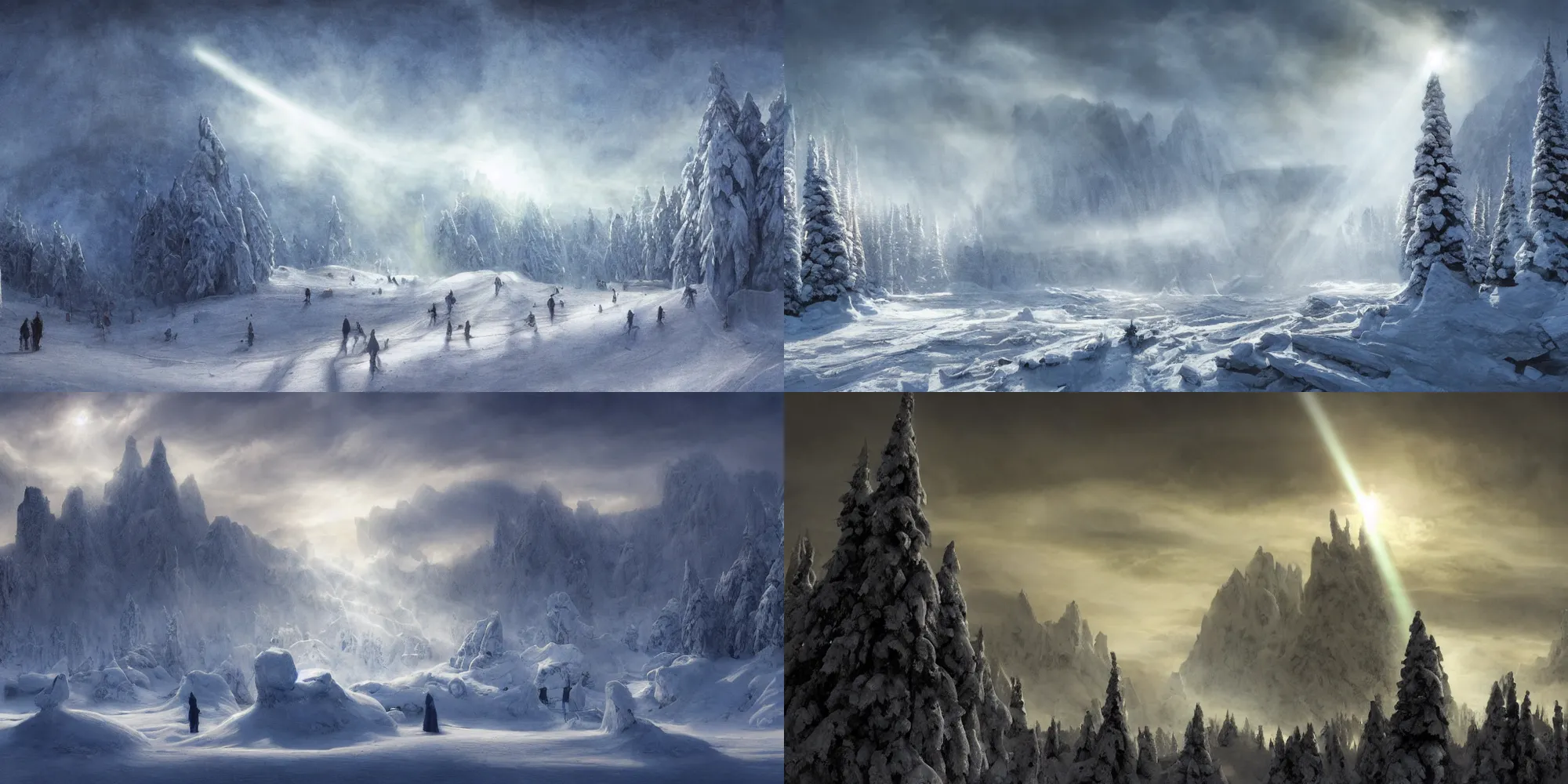 Prompt: a beautiful matte painting of a pillar of light shooting into sky, nordic theme, snow world, by John Howe, Trending on Artstation, Landscape vista photography,16K resolution, Landscape 35mm veduta photo,8k resolution, detailed landscape painting by , DeviantArt, Flickr, rendered in Enscape, Ultrafine Details, Reimagined By Industrial Light And Magic, highly detailed, octane render, epic and breathtaking composition, John Avon and Jim Burns landscape, #vfxfriday, 4k resolution post-processing, Global Illumination