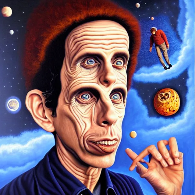 Image similar to an oil on canvas portrait painting of ben stiller, surrealism, surrealist, cosmic horror, rob gonsalves, high detail