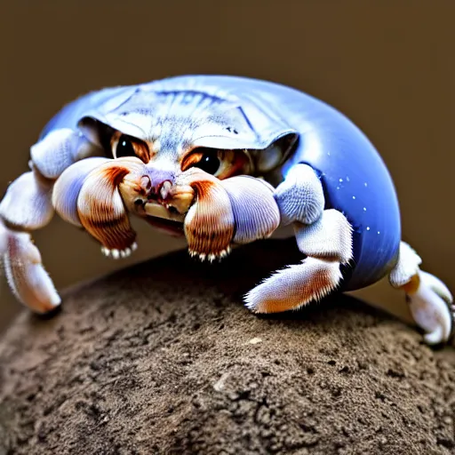 Image similar to a hermitcrab - cat - hybrid, animal photography