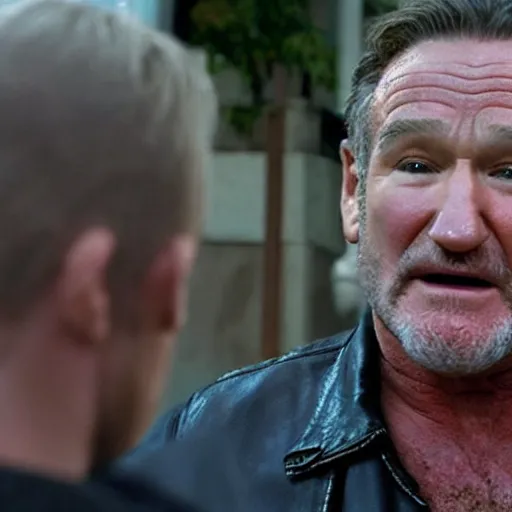 Image similar to Robin Williams in Sons of anarchy very detail4K quality super realistic