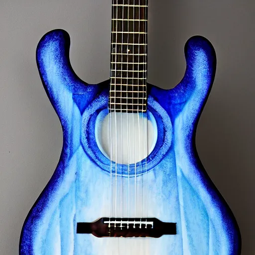 Prompt: a blue magical guitar, incredible art