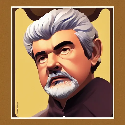 Image similar to face icon stylized minimalist george lucas, loftis, cory behance hd by jesper ejsing, by rhads, makoto shinkai and lois van baarle, ilya kuvshinov, rossdraws global illumination