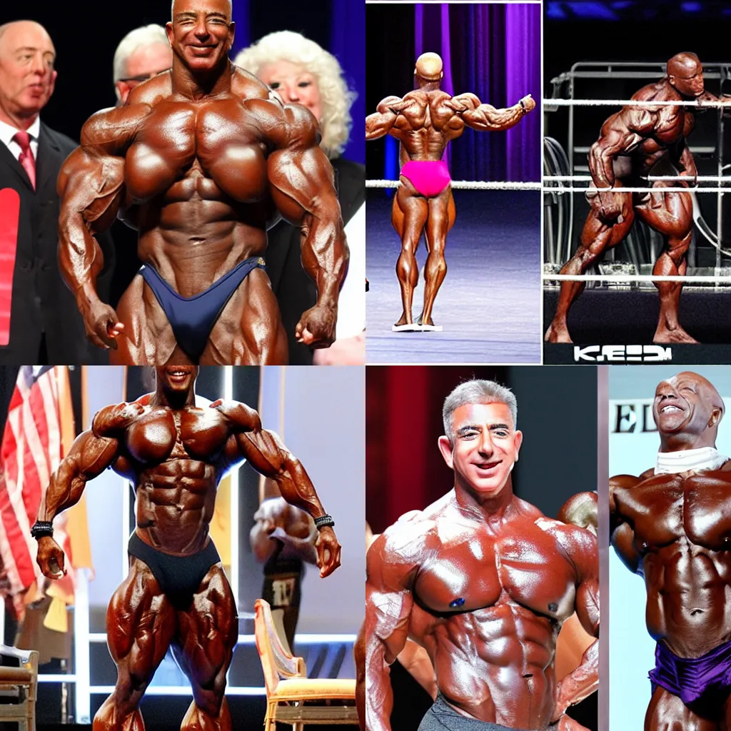 Prompt: jezz bezos wins mister olympia