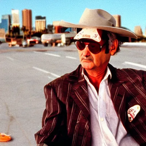 Image similar to bill murray in fear and loathing in las vegas, movie still, promotional shot