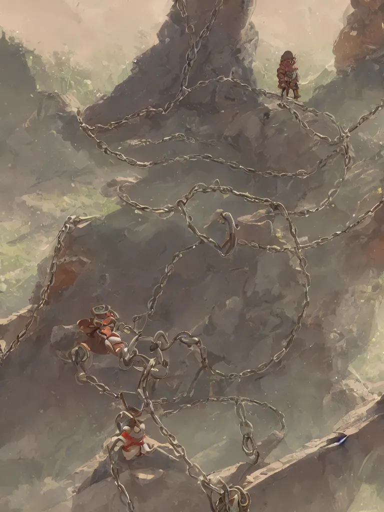 Prompt: chained by Disney Concept Artists, blunt borders, rule of thirds