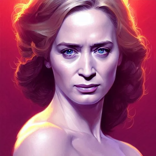 Image similar to Beautiful Emily Blunt as the Invisible Woman, western, D&D, fantasy, intricate, elegant, highly detailed, digital painting, artstation, concept art, matte, sharp focus, illustration, art by Artgerm and Greg Rutkowski and Alphonse Mucha