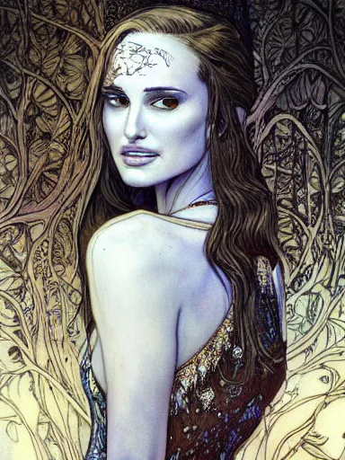 Image similar to a beautiful painting of natalie portman by rebecca guay and arthur rackham and by james jean award winning painting, hyperdetailed, detailed