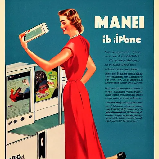 Image similar to 1 9 5 0's iphone advertisement, digital art