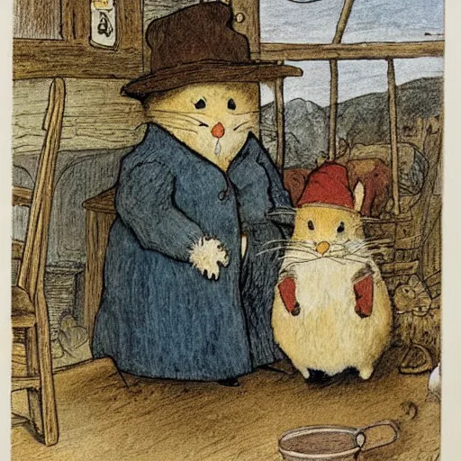 Image similar to portrait of xalvin and homes, detailed, by beatrix potter