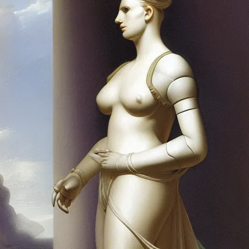 Prompt: a portrait of a female android by antonio canova