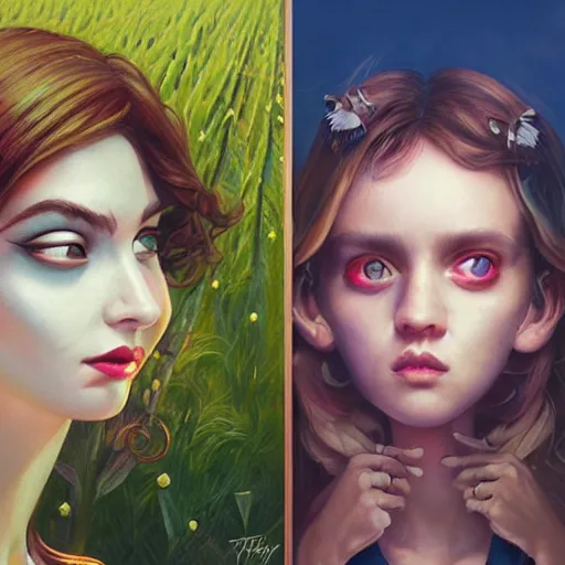 Image similar to Lofi portrait in a field, Pixar style by Tristan Eaton and Stanley Artgerm and Tom Bagshaw and Tim Burton