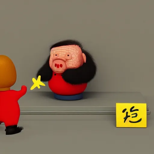 Image similar to little mr xi jinping farting by roger hargreaves and jim henson. rust, octane render, unreal engine