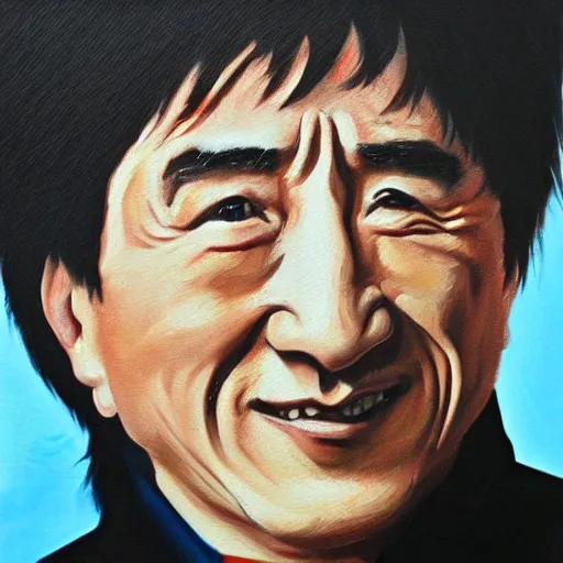 Prompt: oil painting of Jackie Chan by Pablo Picasso