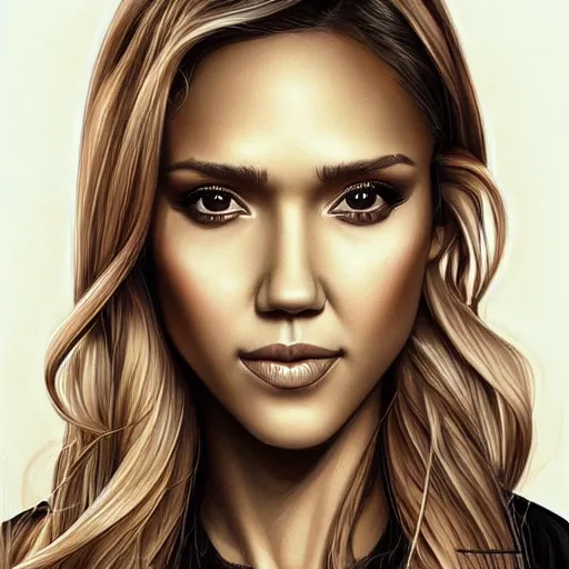 Image similar to ' a portrait of a jessica alba by artgerm'