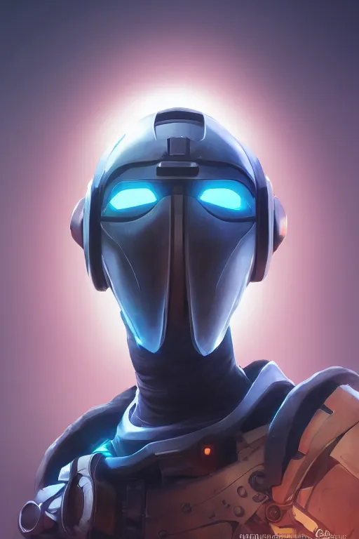 Image similar to epic mask helmet robot ninja portrait stylized as fornite style game design fanart by concept artist gervasio canda, behance hd by jesper ejsing, by rhads, makoto shinkai and lois van baarle, ilya kuvshinov, rossdraws global illumination radiating a glowing aura global illumination ray tracing hdr render in unreal engine 5