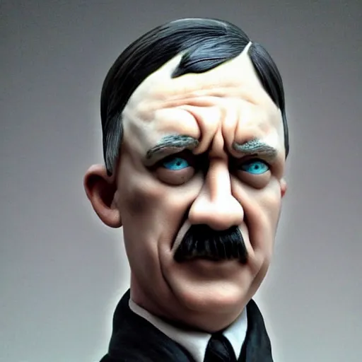 Prompt: adolf hitler made out of polymer clay detailed sculpture trending on artstation