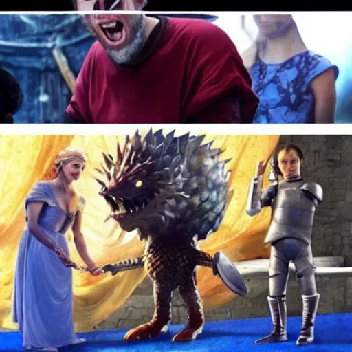 Prompt: game of thrones and space jam crossover