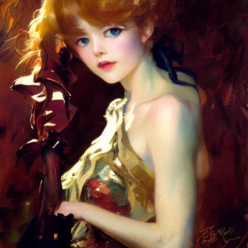 Image similar to a high fashion studio portrait of a cute anime girl, painting by gaston bussiere, craig mullins, j. c. leyendecker