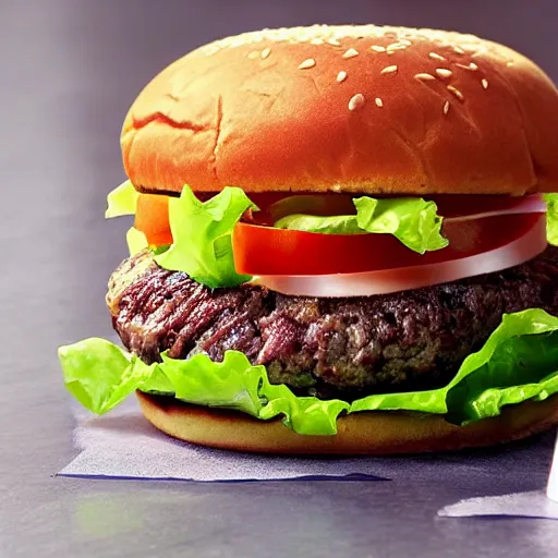 Image similar to a picture perfect hamburger, realistic,