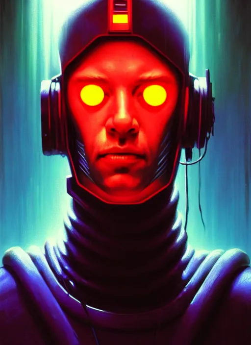 Prompt: cinematic bust portrait of cyberpunk hacker, head and chest only, exotic alien features, grunge, noir, low-key, glowing lights, Tim Hildebrandt, Wayne Barlowe, Bruce Pennington, donato giancola, larry elmore, oil on canvas, masterpiece, trending on artstation, featured on pixiv, cinematic composition, dramatic pose, beautiful lighting, sharp, details, hyper-detailed, HD, HDR, 4K, 8K