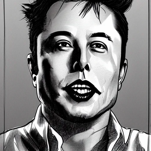 Prompt: Drawing of Elon Musk, Anime protagonist