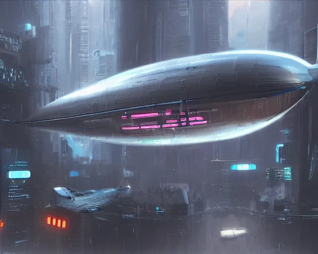 Image similar to cyberpunk zeppelin, scifi concept art